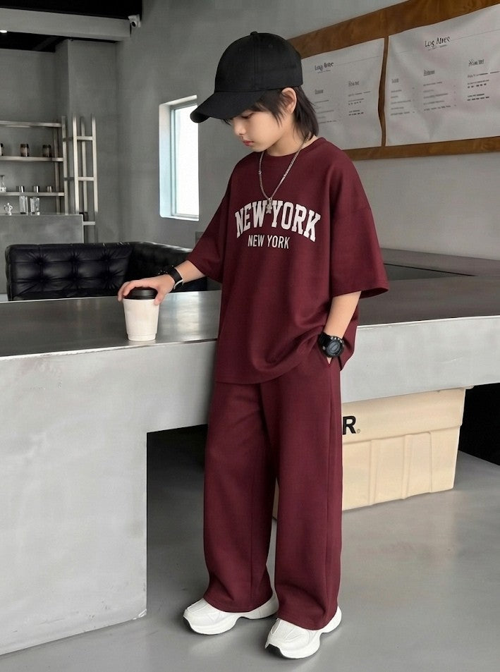 Baggy Suit New York Maroon Soft Cotton Jersey for Summer