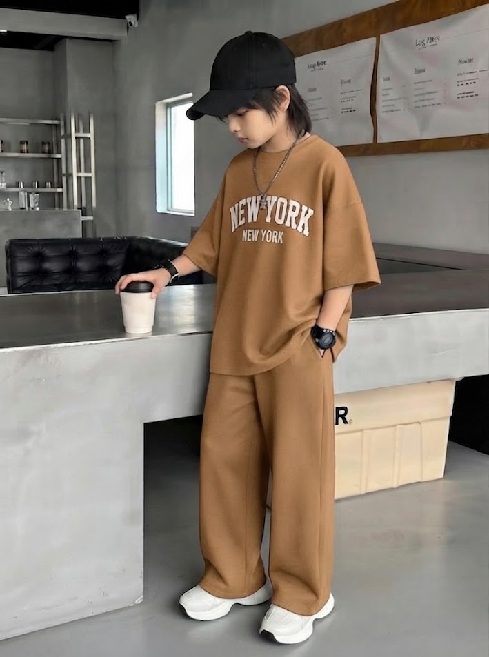 Baggy Suit New York Camel Soft Cotton Jersey for Summer