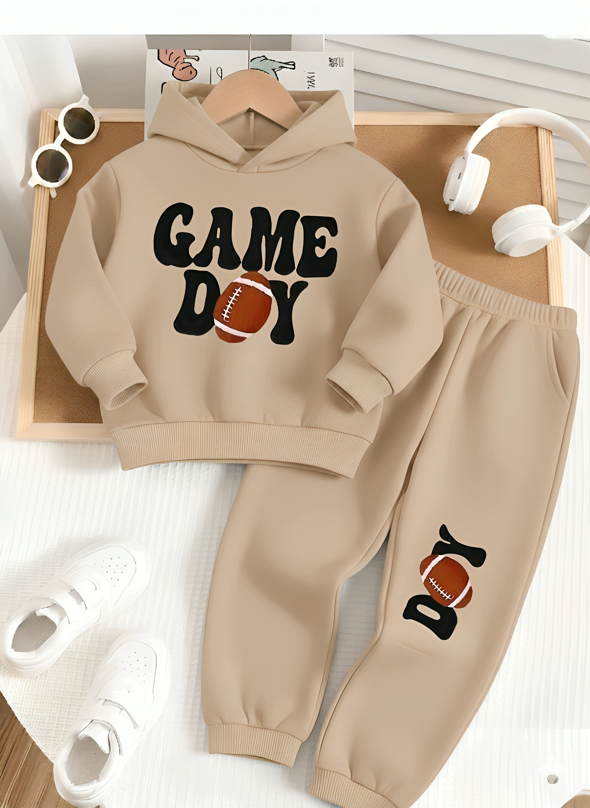 Game Day Beige Color Soft Fleece Winter Track Suit