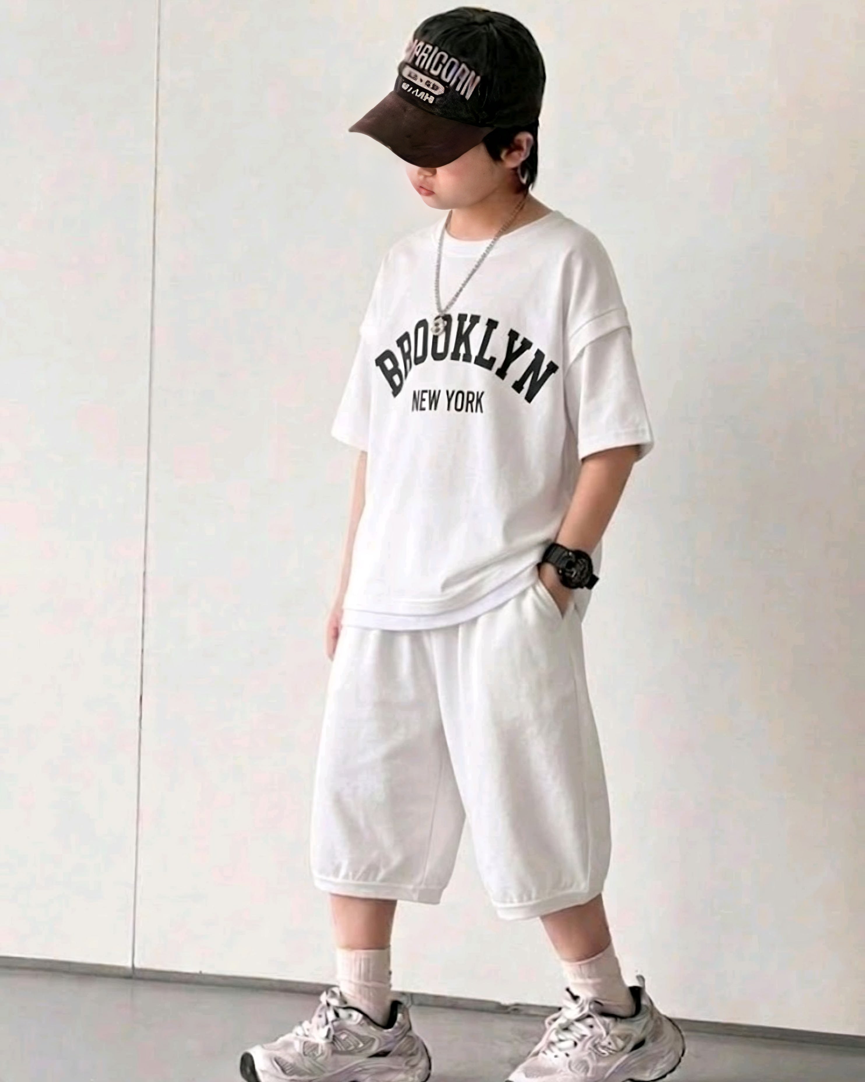 Baggy Suit White Brooklyn Soft Cotton Jersey for Summer