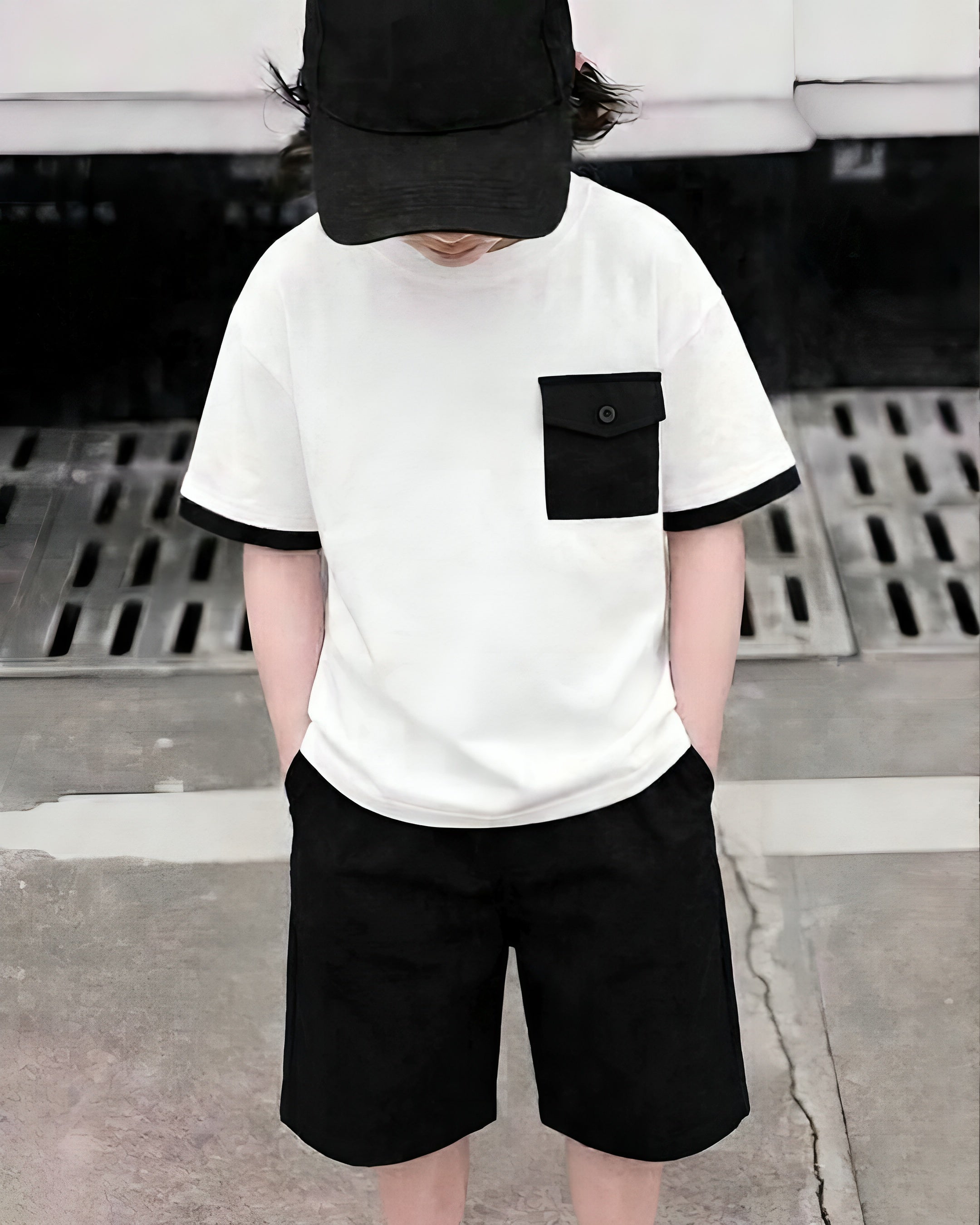 Baggy Suit White Front Pocket Soft Cotton Jersey for Summer