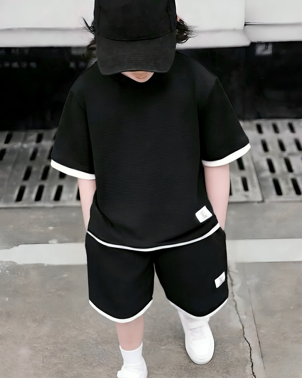 Baggy Suit Black & White Pippin Soft Cotton Jersey for Summer