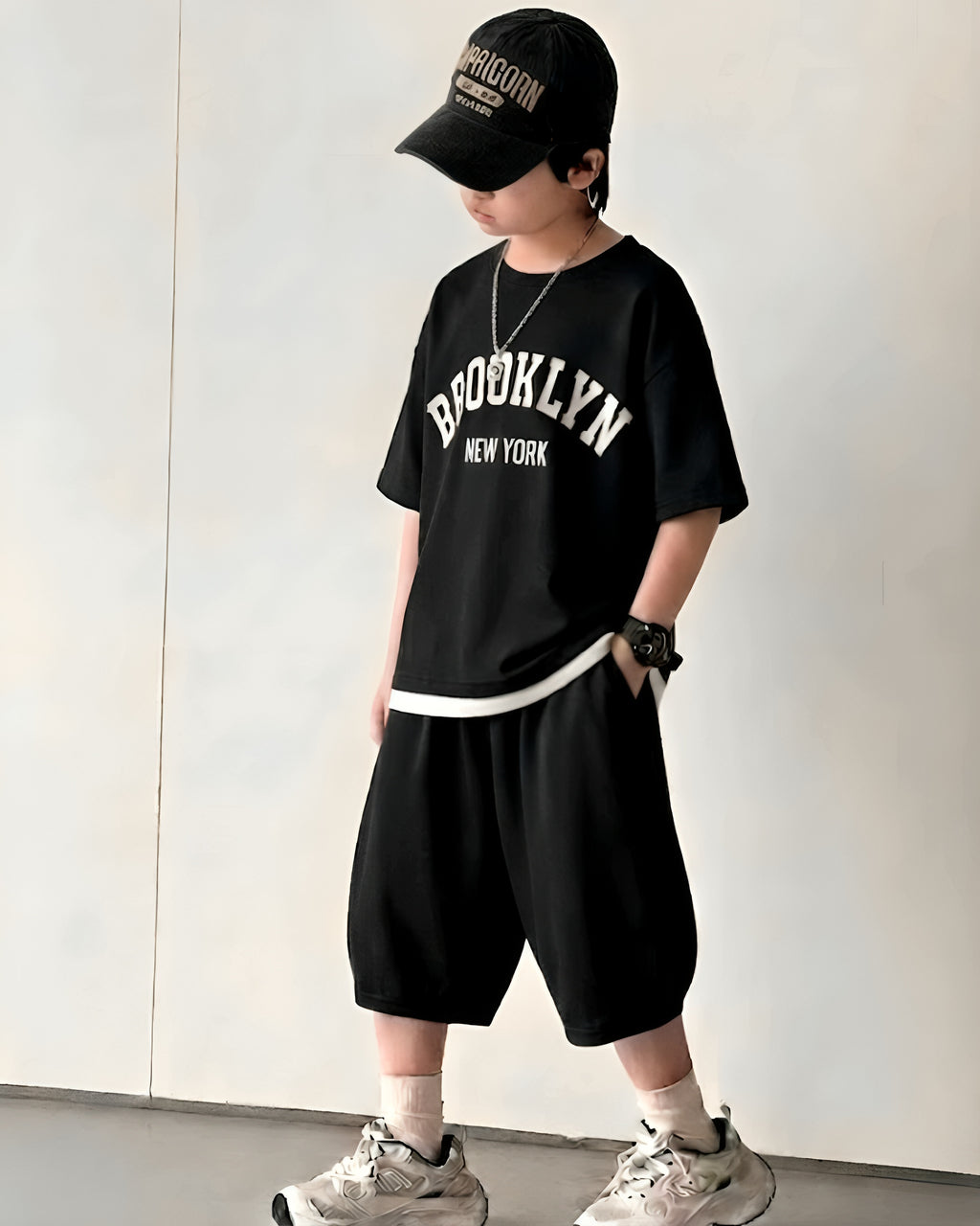 Baggy Suit Brooklyn Black Soft Cotton Jersey for Summer