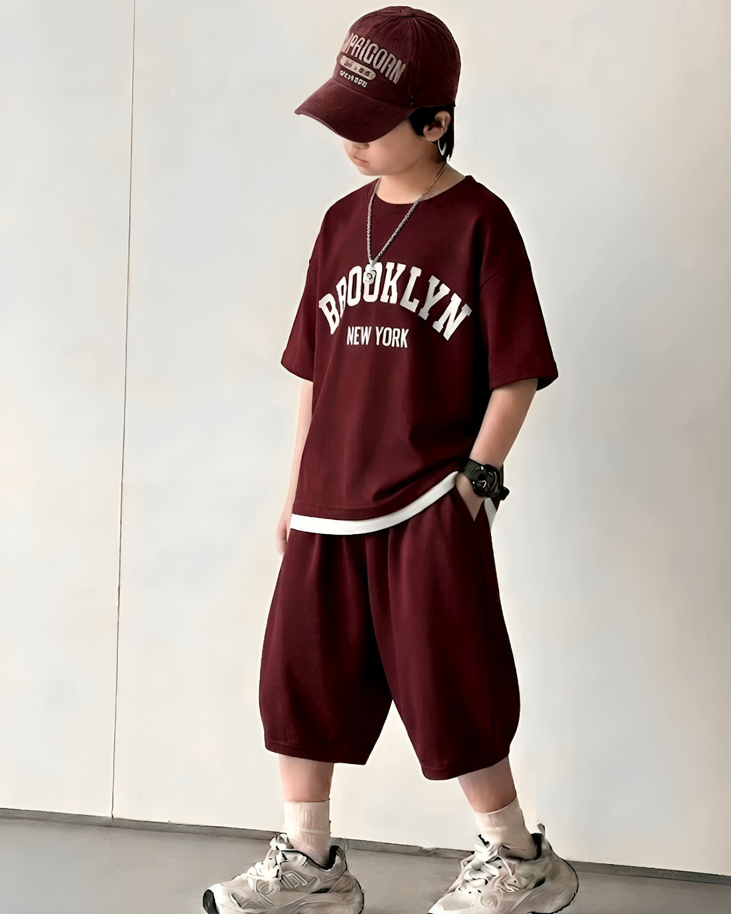 Baggy Suit Brooklyn Maroon Soft Cotton Jersey for Summer