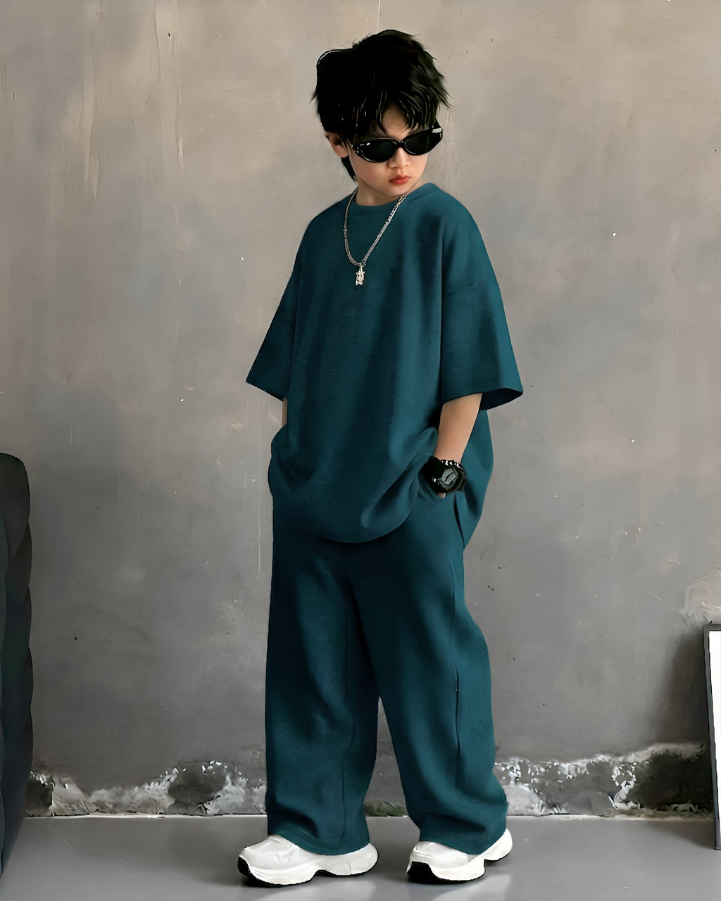 Baggy Suit Peacock Soft Cotton Jersey for Summer