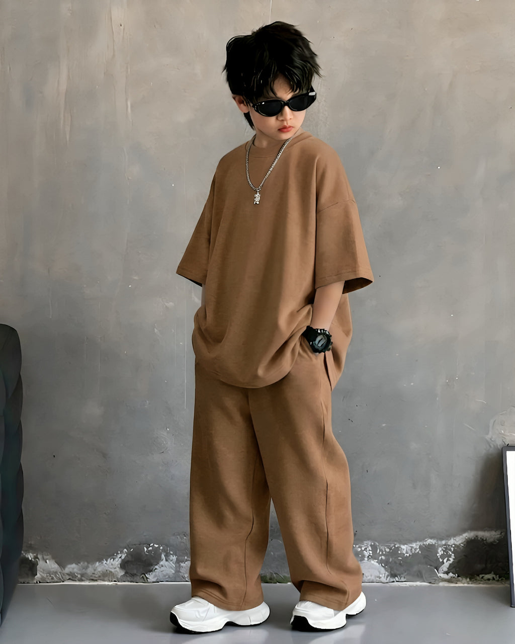 Baggy Suit Camel Soft Cotton Jersey for Summer