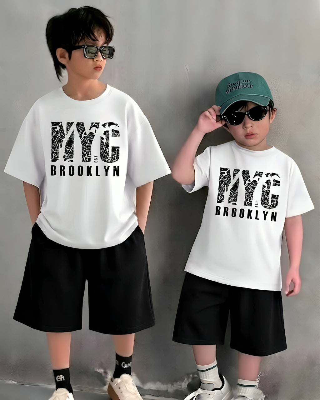 Baggy Suit NYC White T-Shirt Black Nicker Soft Cotton Jersey for Summer