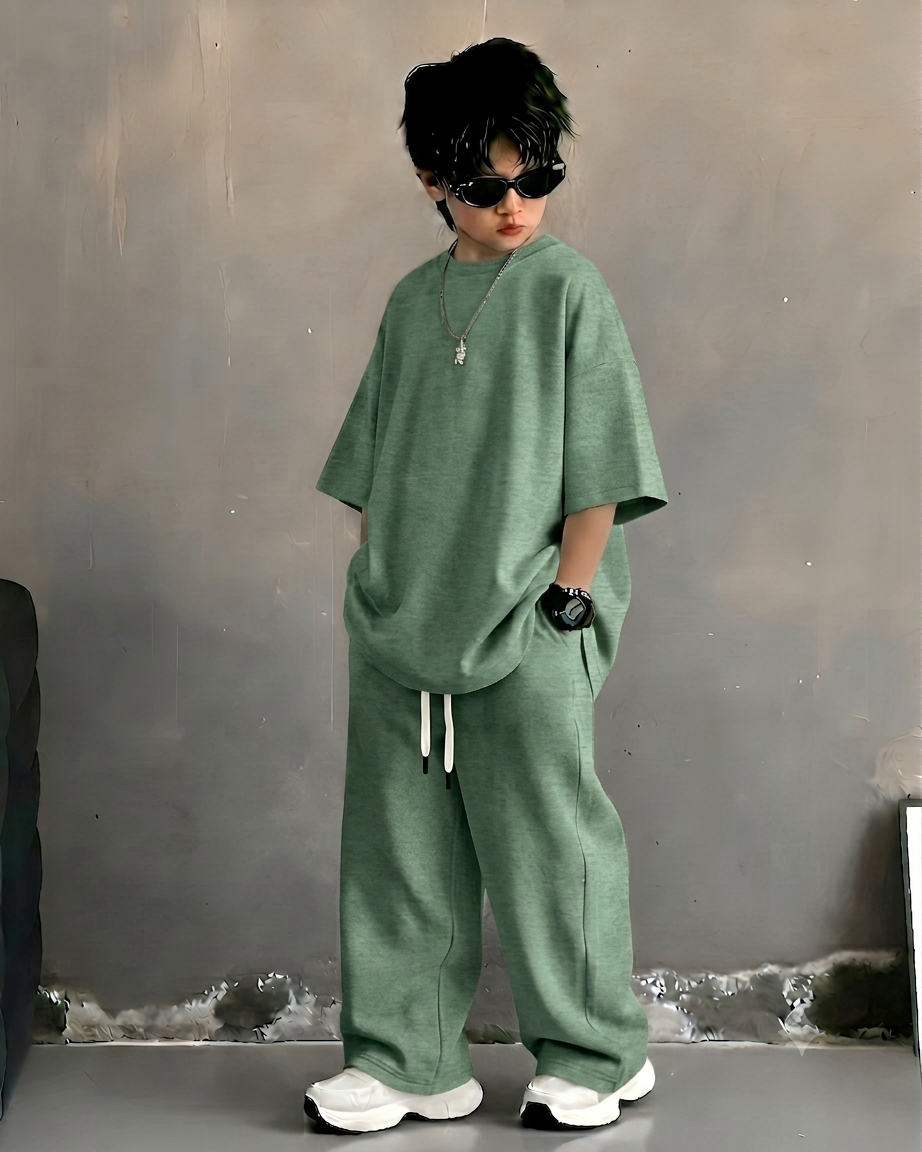 Baggy Suit Sage Green Soft Cotton Jersey for Summer