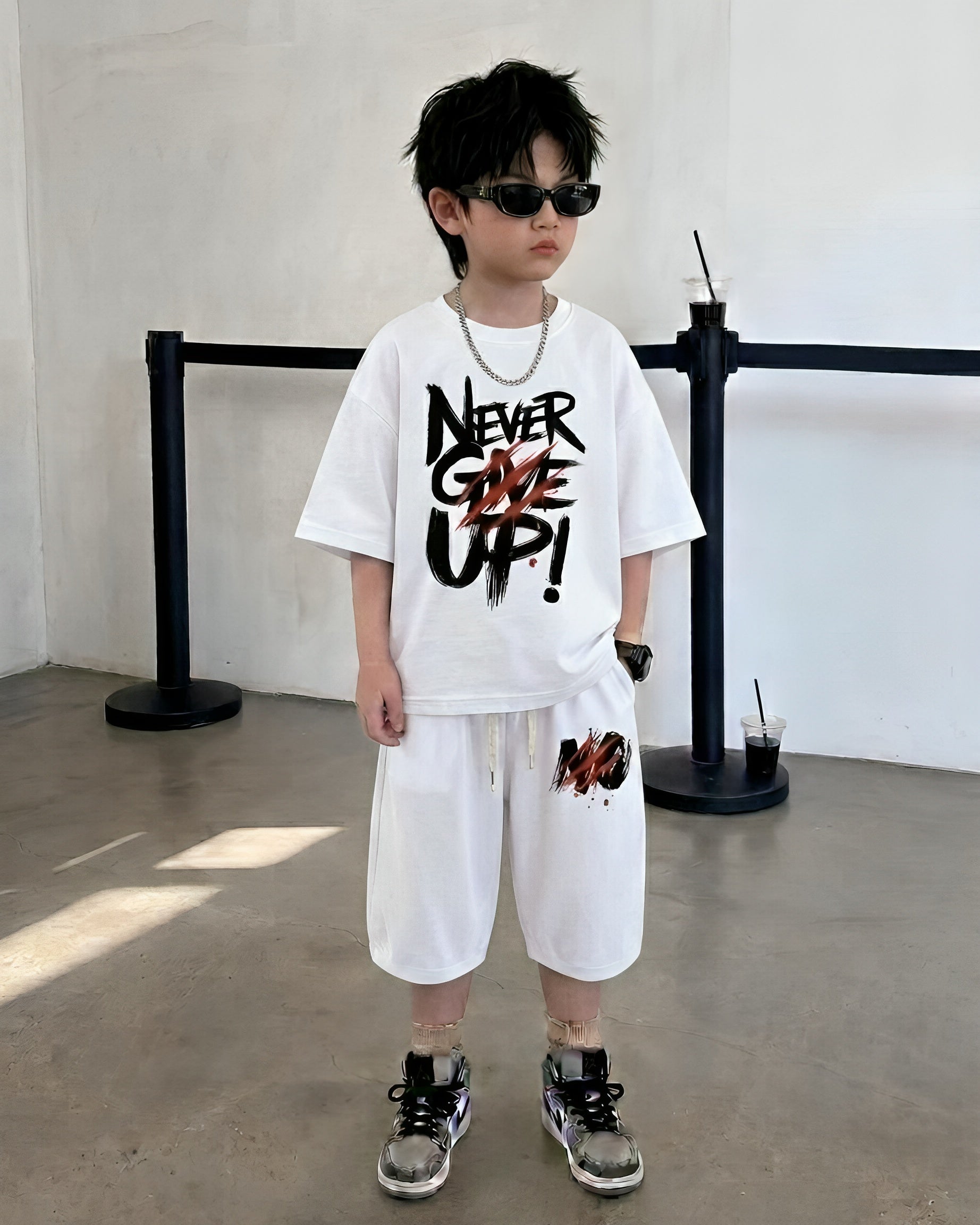 Baggy Suit White Give Up  Soft Cotton Jersey for Summer