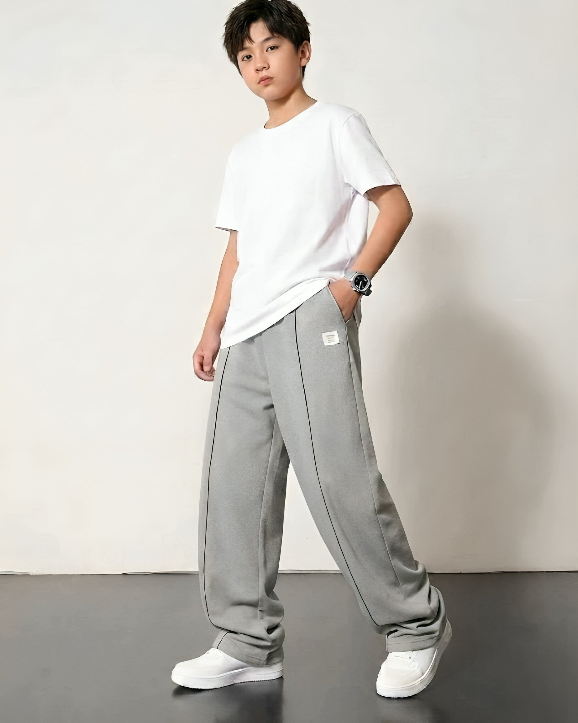 Baggy Fit Pleated Trouser Cotton Terry Grey