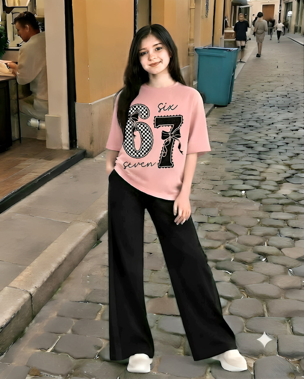 Baggy Suit Teen Girl 67 Pink Soft Cotton Jersey for Summer