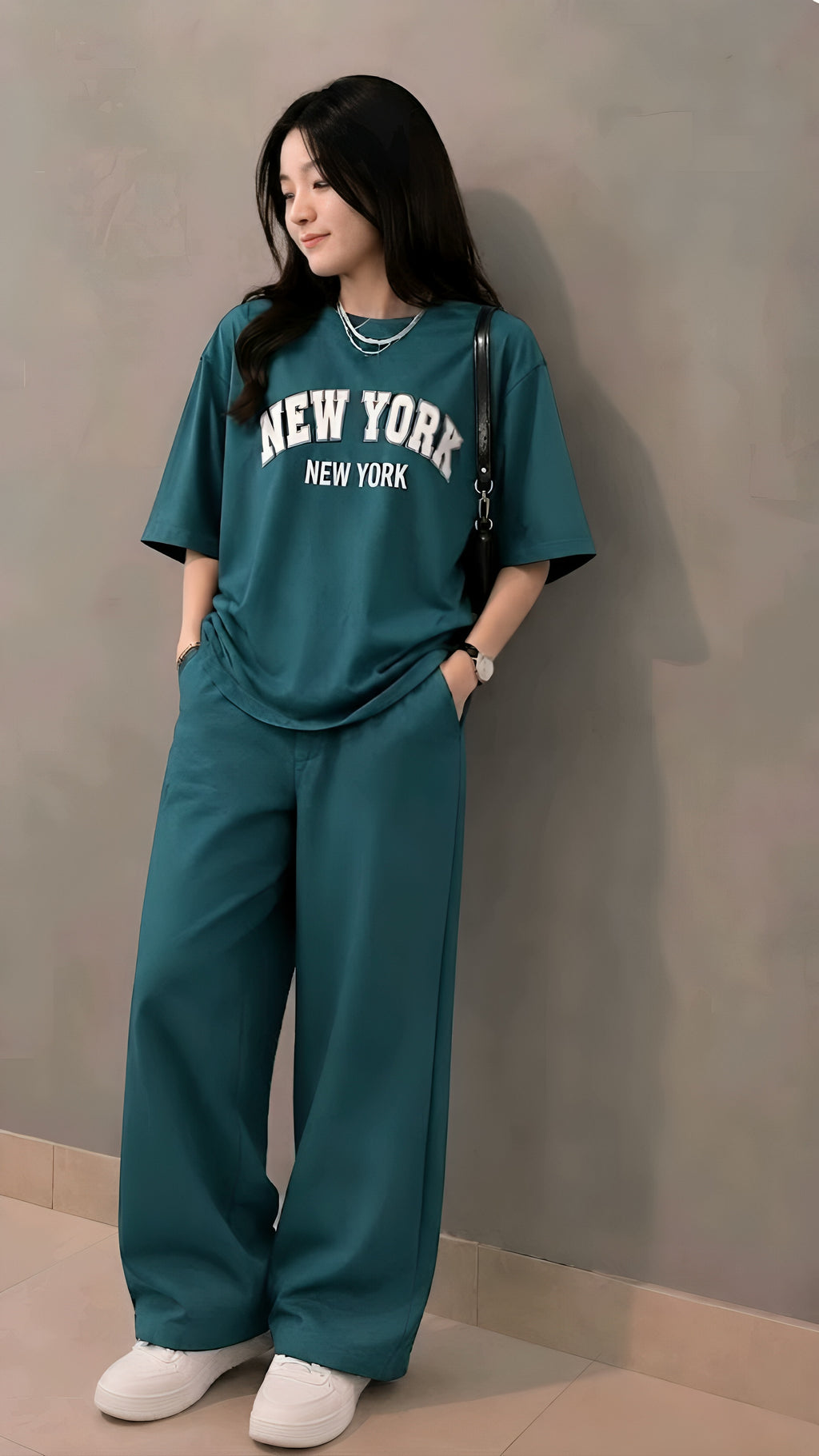 Baggy Suit Teen Girl New York Peacock Soft Cotton Jersey for Summer