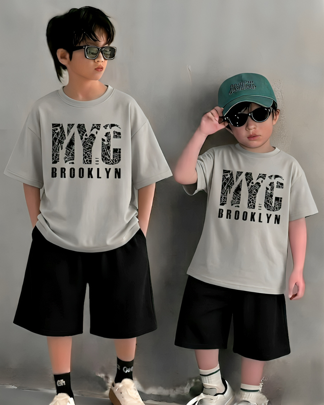 Baggy Suit NYC Grey T-Shirt Black Nicker Soft Cotton Jersey for Summer