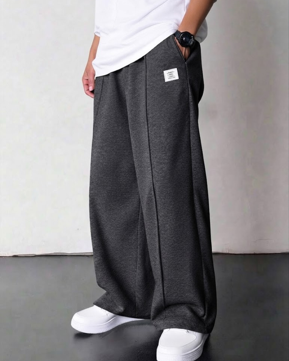 Relaxed Fit Pleated Trouser Cotton Terry Charcoal Black