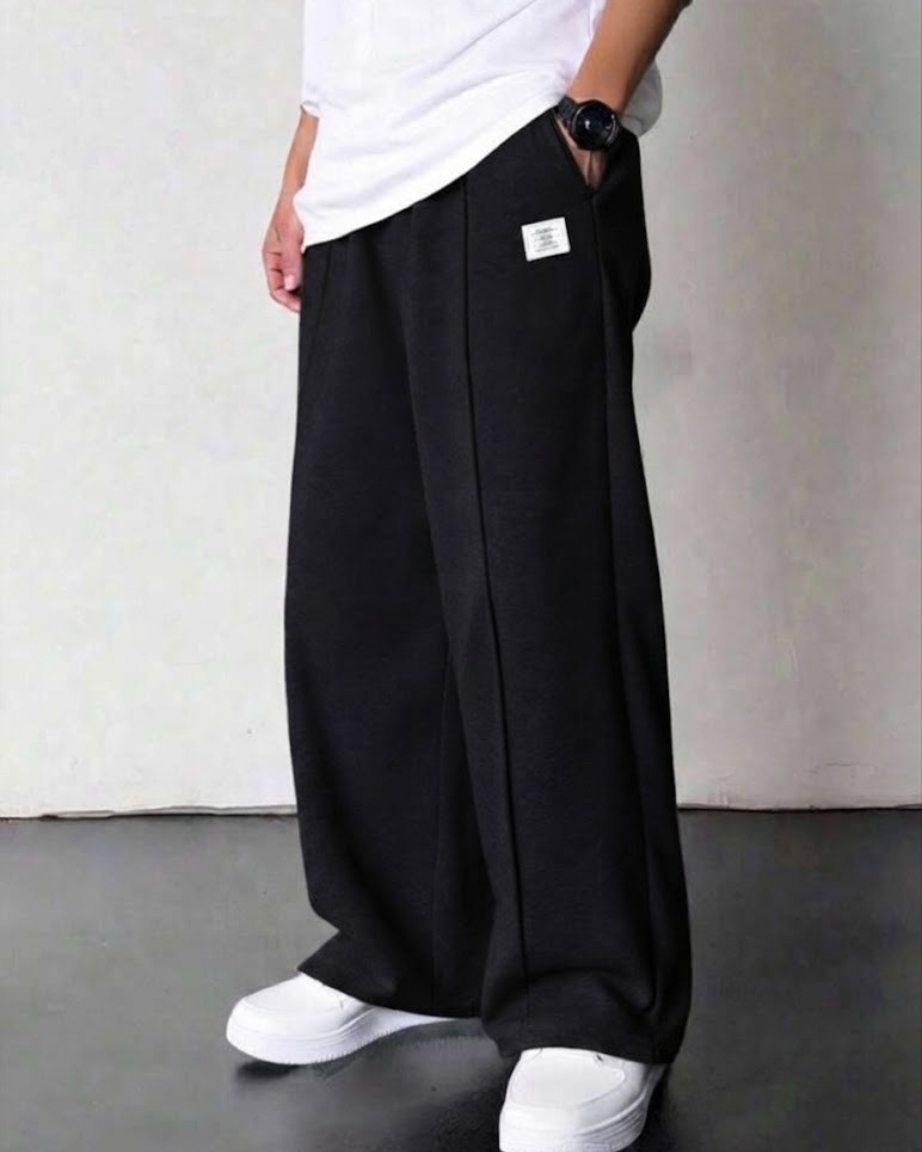 Relaxed Fit Pleated Trouser Cotton Terry Black