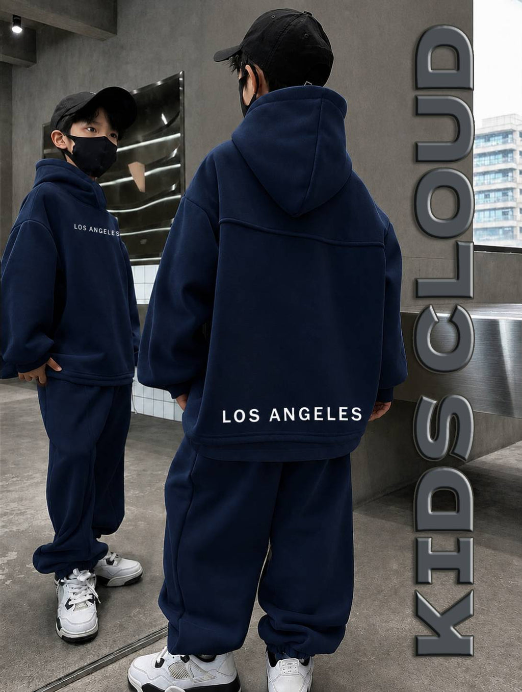 Kids Baggy Suit Relaxed Fit Soft Cotton Fleece Navy Blue for Winter (Copy)