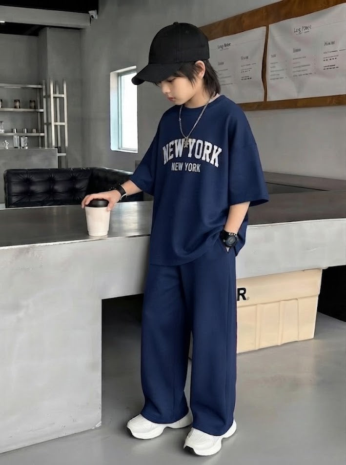 Baggy Suit New York Navy Blue Soft Cotton Jersey for Summer