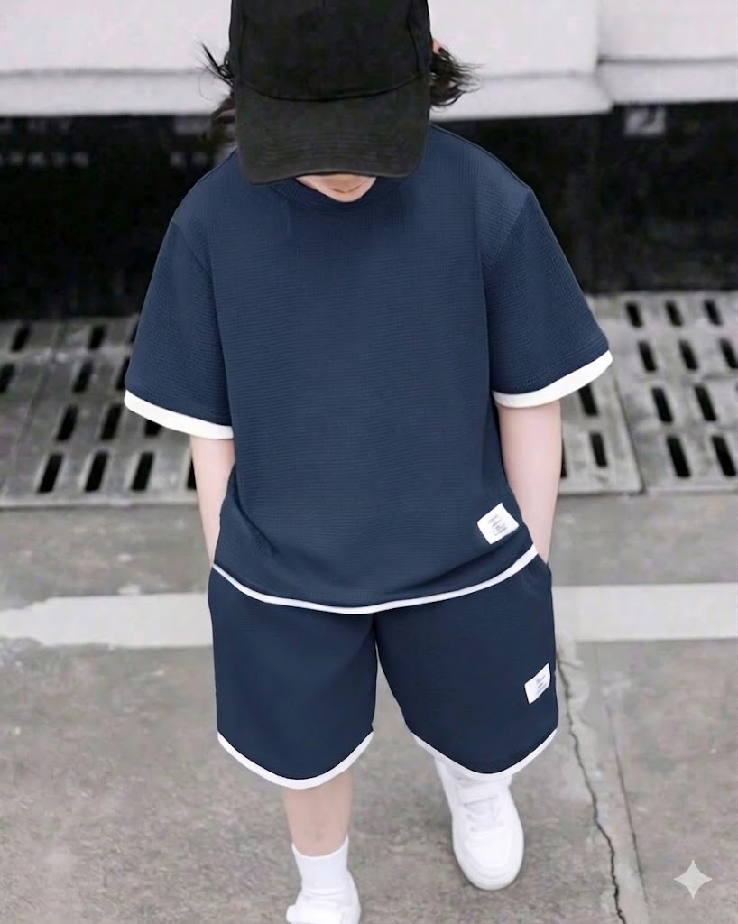 Baggy Suit Navy White Pippin Soft Cotton Jersey for Summer