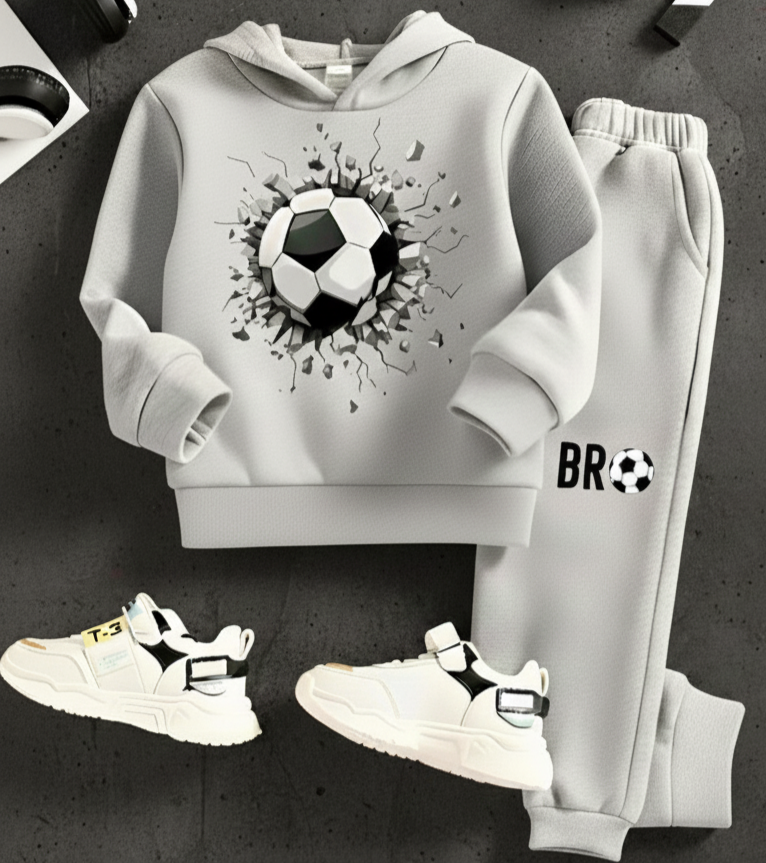 Foot Ball 3D Grey White Winter Track Suit