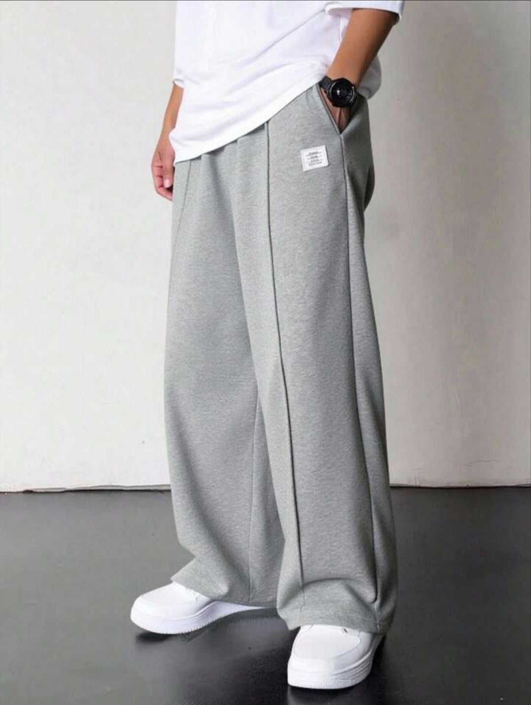 Relaxed Fit Pleated Trouser Cotton Terry Grey