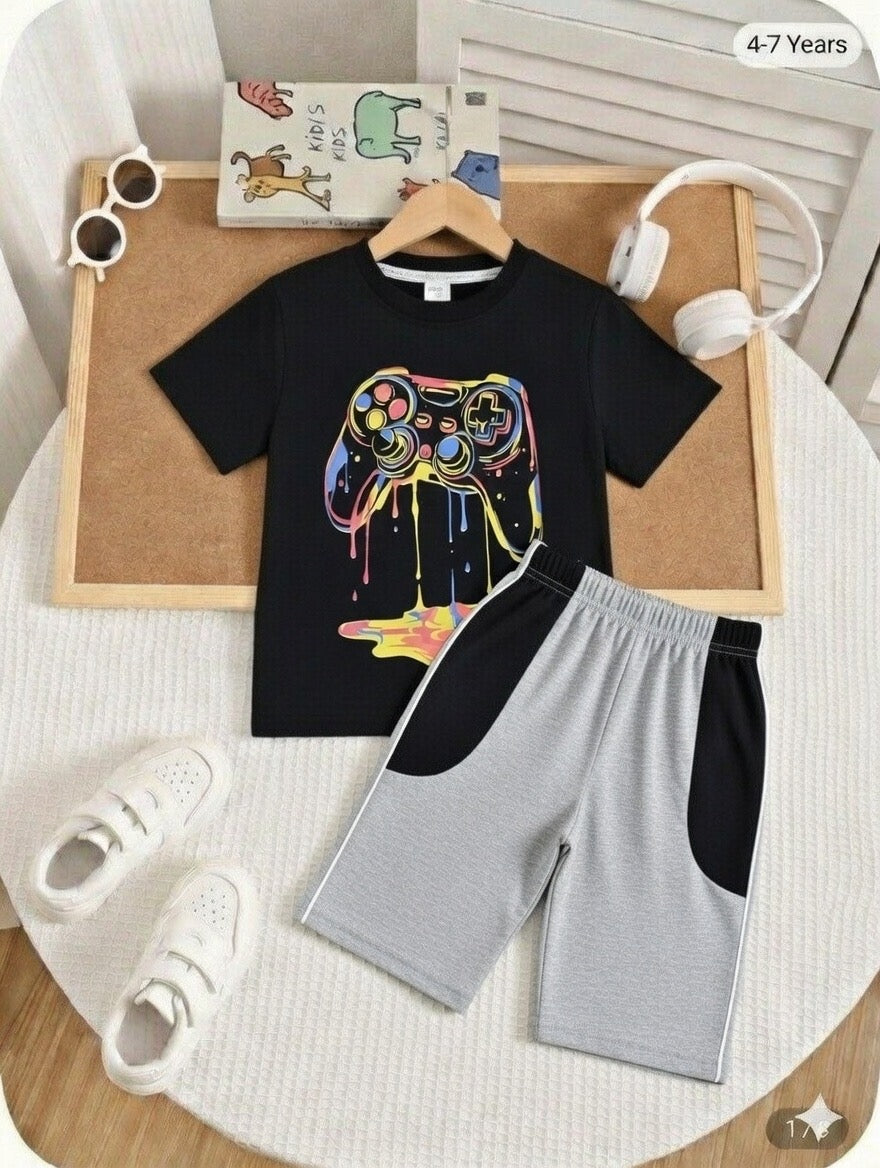Joystick Game Controller Black Jersey Casual Suit