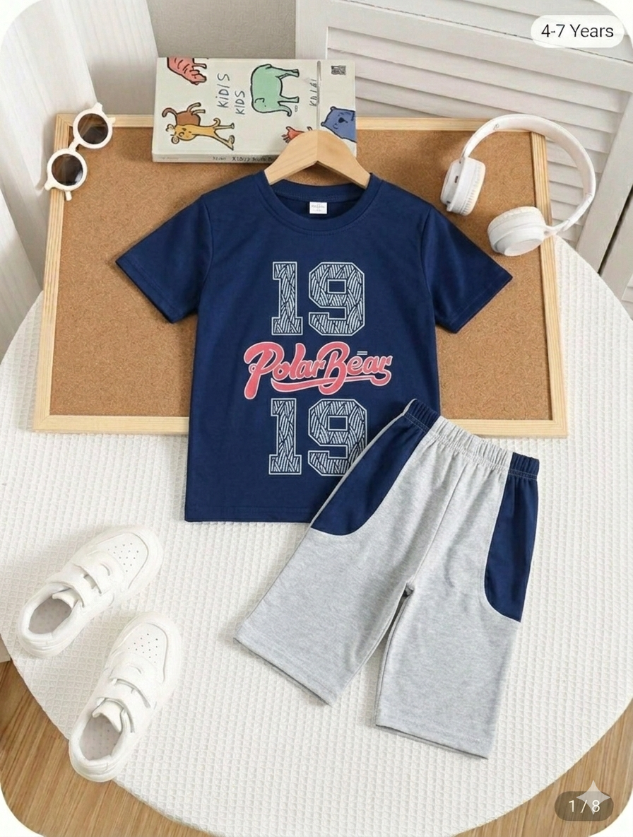 19 Polar Bear Navy Blue Jersey Casual Suit