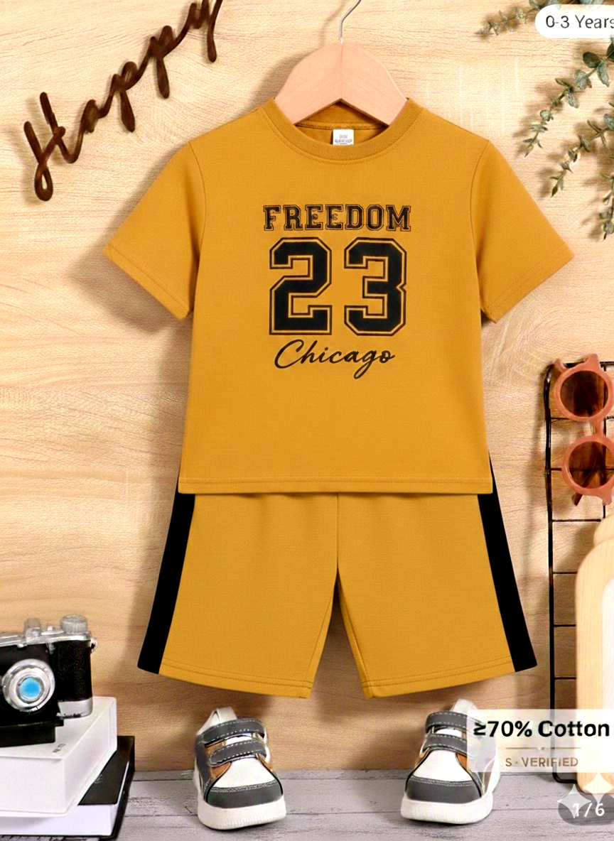 Freedom 23 Round Neck Mustard Color Jersey Casual Suit