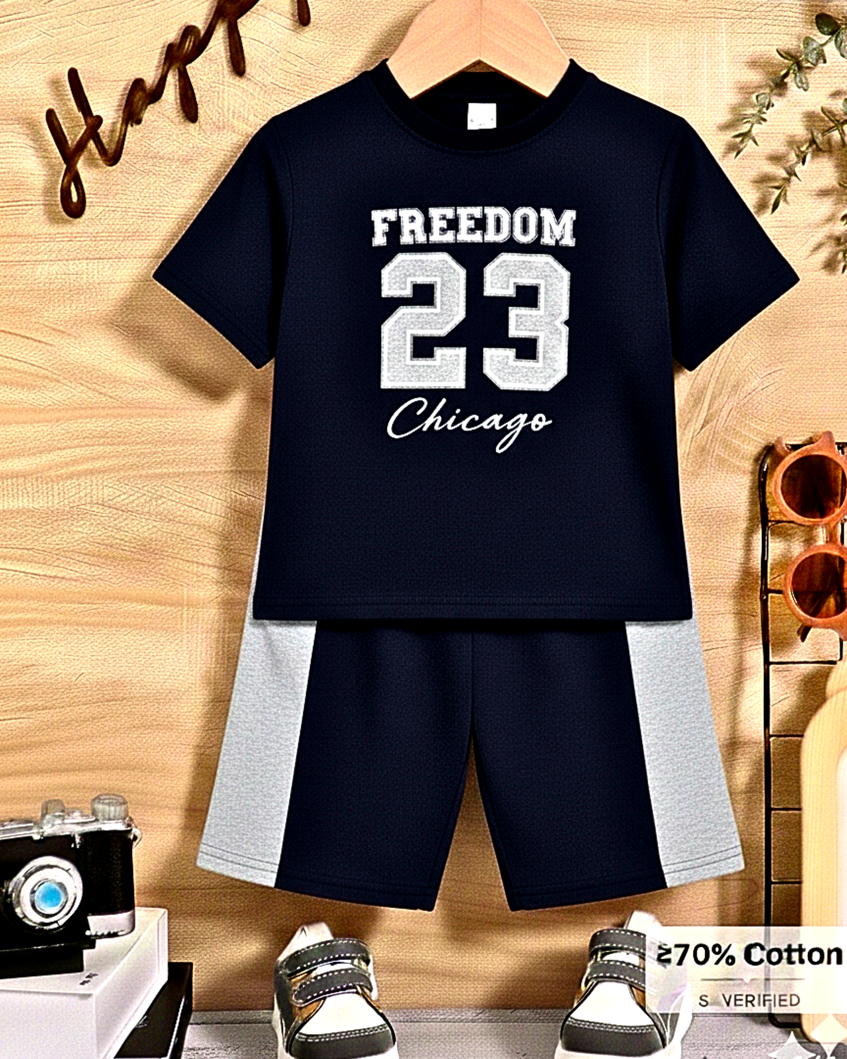 Freedom 23 Round Neck Navy Blue Color Jersey Casual Suit