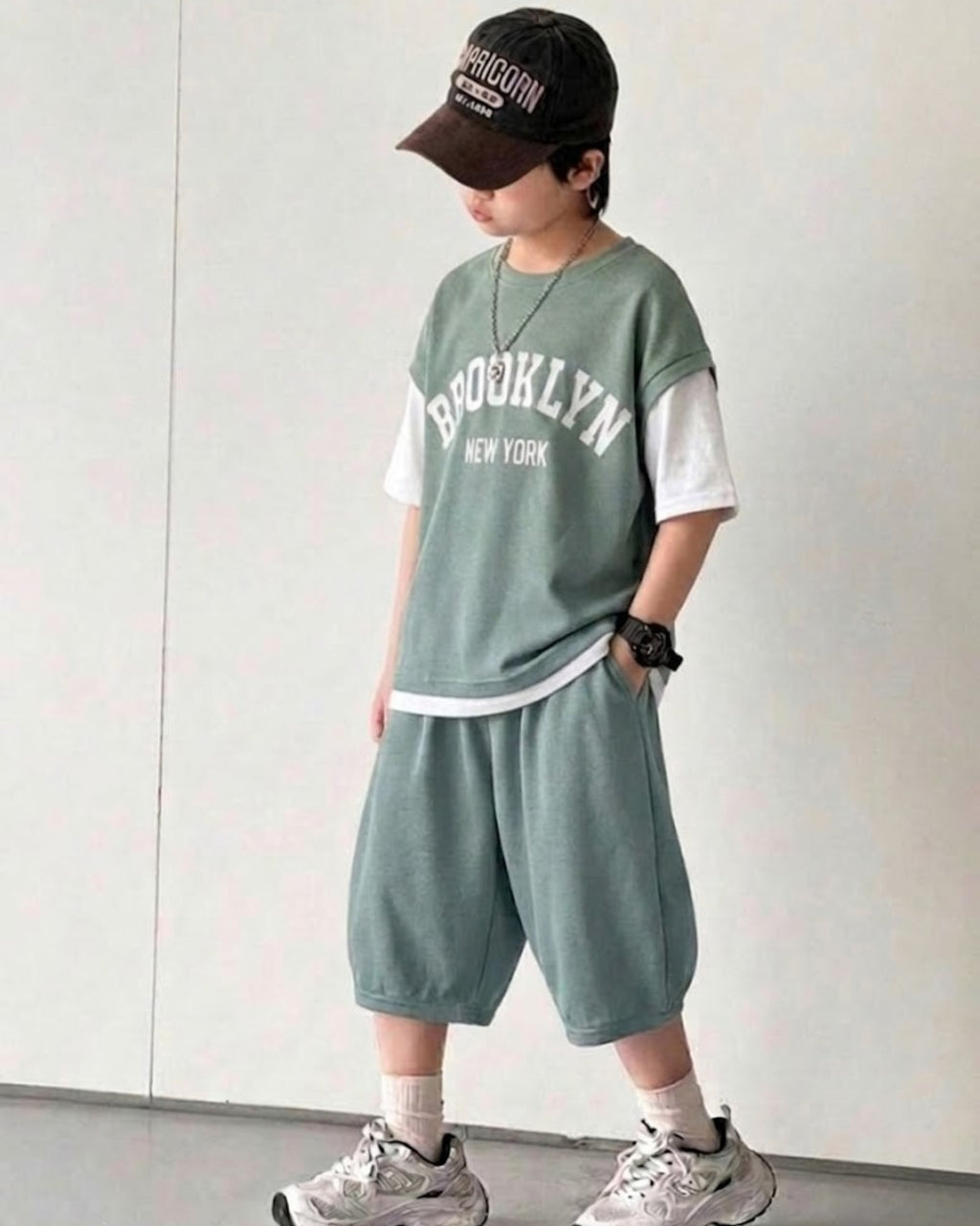 Baggy Suit Sage Green Soft Cotton Jersey for Summer