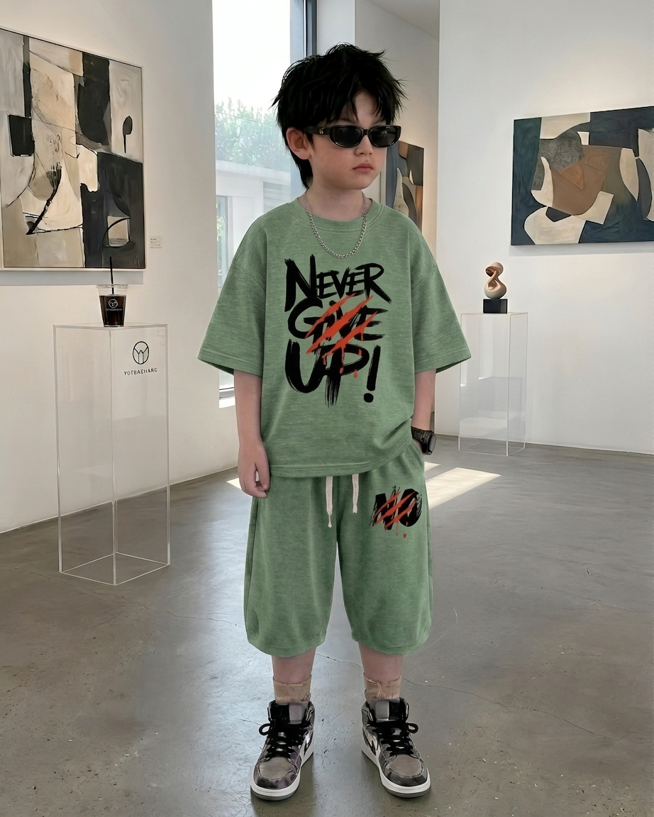 Baggy Suit Sage Green Give Up  Soft Cotton Jersey for Summer