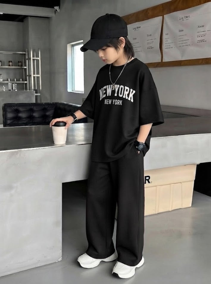 Baggy Suit New York Black Soft Cotton Jersey for Summer