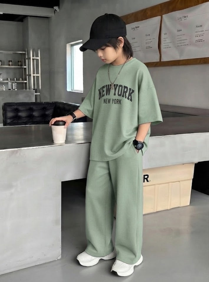Baggy Suit New York Sage Green Soft Cotton Jersey for Summer