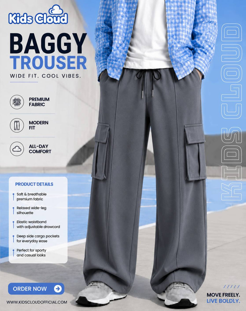 Relaxed Fit Cargo Trouser Cotton Terry Charcoal Black